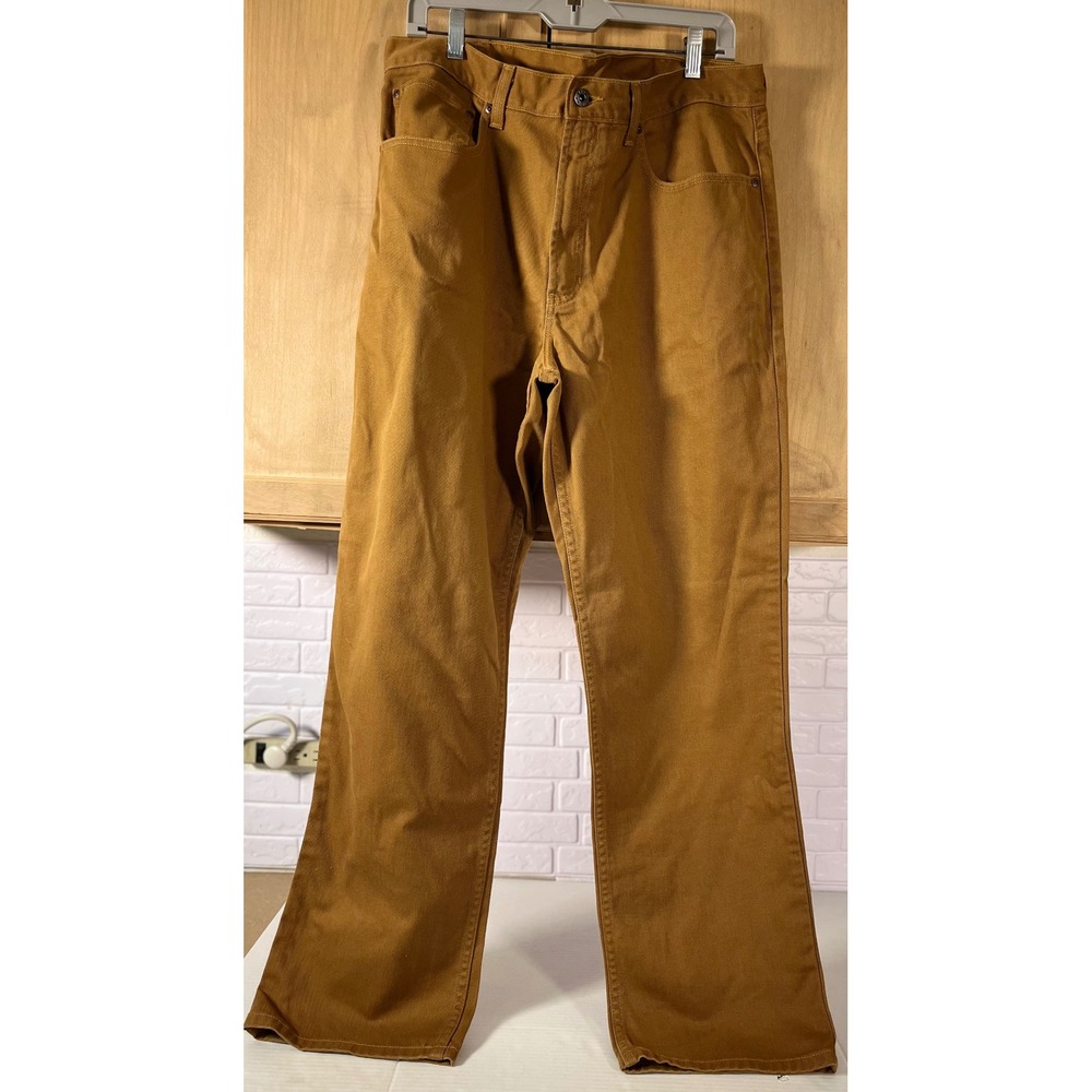 L.L.‎ Bean Canvas Work Pants Mens 37x32 Brown Straight Leg 100% Cotton OPG74